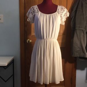 Lush White/Cream Pleated Skirt Dress